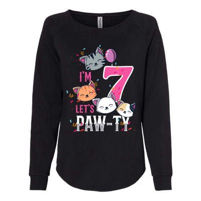 Cute Cats IM 7 Years Old Girl Birthday Party Womens California Wash Sweatshirt