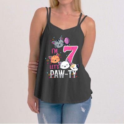 Cute Cats IM 7 Years Old Girl Birthday Party Women's Strappy Tank