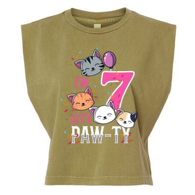 Cute Cats IM 7 Years Old Girl Birthday Party Garment-Dyed Women's Muscle Tee