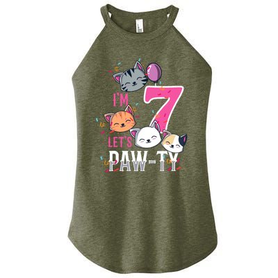 Cute Cats IM 7 Years Old Girl Birthday Party Women's Perfect Tri Rocker Tank