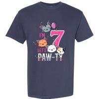 Cute Cats IM 7 Years Old Girl Birthday Party Garment-Dyed Heavyweight T-Shirt