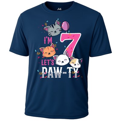 Cute Cats IM 7 Years Old Girl Birthday Party Cooling Performance Crew T-Shirt