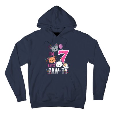 Cute Cats IM 7 Years Old Girl Birthday Party Hoodie