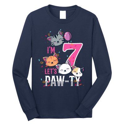 Cute Cats IM 7 Years Old Girl Birthday Party Long Sleeve Shirt