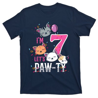 Cute Cats IM 7 Years Old Girl Birthday Party T-Shirt