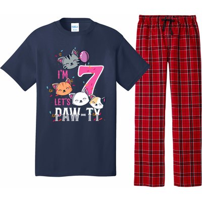 Cute Cats IM 7 Years Old Girl Birthday Party Pajama Set