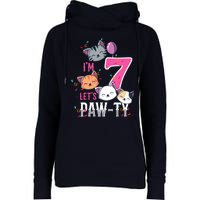 Cute Cats IM 7 Years Old Girl Birthday Party Womens Funnel Neck Pullover Hood