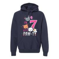 Cute Cats IM 7 Years Old Girl Birthday Party Premium Hoodie