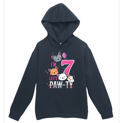 Cute Cats IM 7 Years Old Girl Birthday Party Urban Pullover Hoodie