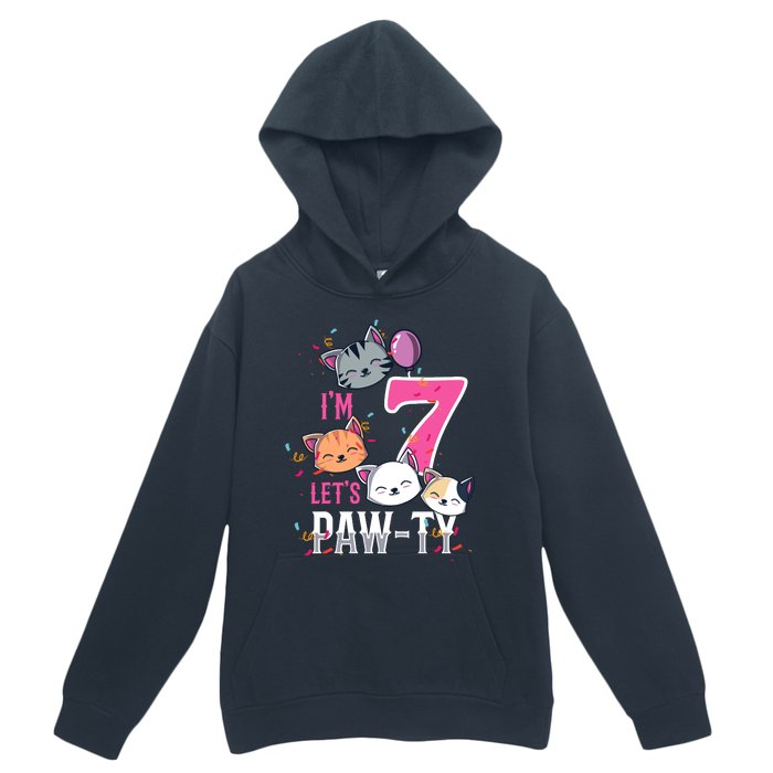 Cute Cats IM 7 Years Old Girl Birthday Party Urban Pullover Hoodie