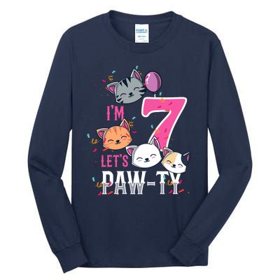 Cute Cats IM 7 Years Old Girl Birthday Party Tall Long Sleeve T-Shirt