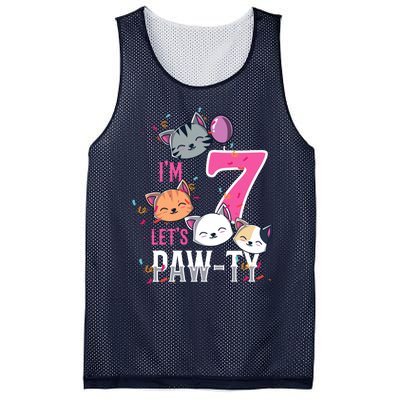 Cute Cats IM 7 Years Old Girl Birthday Party Mesh Reversible Basketball Jersey Tank