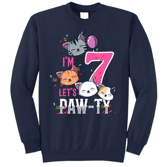 Cute Cats IM 7 Years Old Girl Birthday Party Tall Sweatshirt