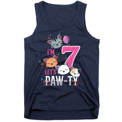 Cute Cats IM 7 Years Old Girl Birthday Party Tank Top