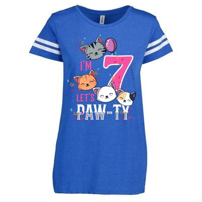 Cute Cats IM 7 Years Old Girl Birthday Party Enza Ladies Jersey Football T-Shirt