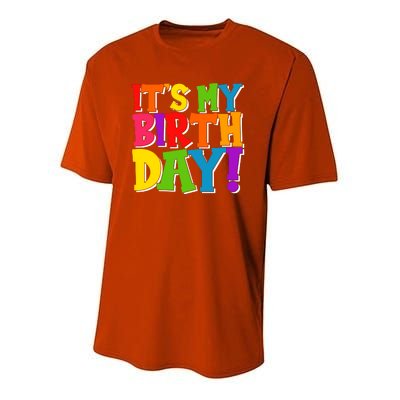 Cute Colorful It's My Birthday Youth Performance Sprint T-Shirt