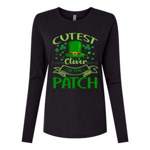 Cutest Clover In The Patch Funny St Patricks Day Funny Gift Womens Cotton Relaxed Long Sleeve T-Shirt