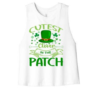 Cutest Clover In The Patch Funny St Patricks Day Funny Gift Women's Racerback Cropped Tank