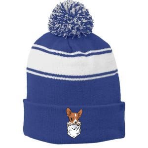 Cute Chihuahua In Your Pocket Christmas Cute Gift Stripe Pom Pom Beanie