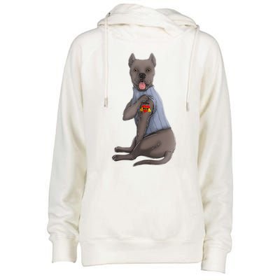 Cane Corso I Love Mom Tattoo Dog Funny Mother's Day Womens Funnel Neck Pullover Hood