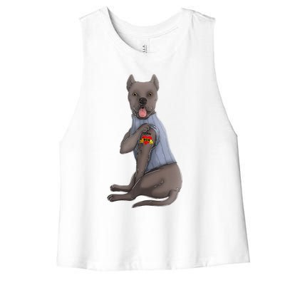 Cane Corso I Love Mom Tattoo Dog Funny Mother's Day Women's Racerback Cropped Tank