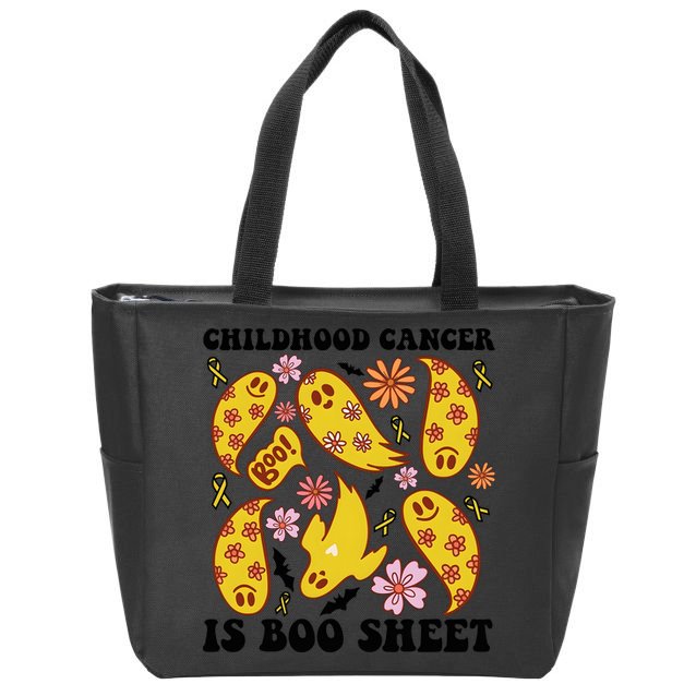 Childhood Cancer Is Boo Sheet Cancer Awareness Month Halloween Zip Tote Bag