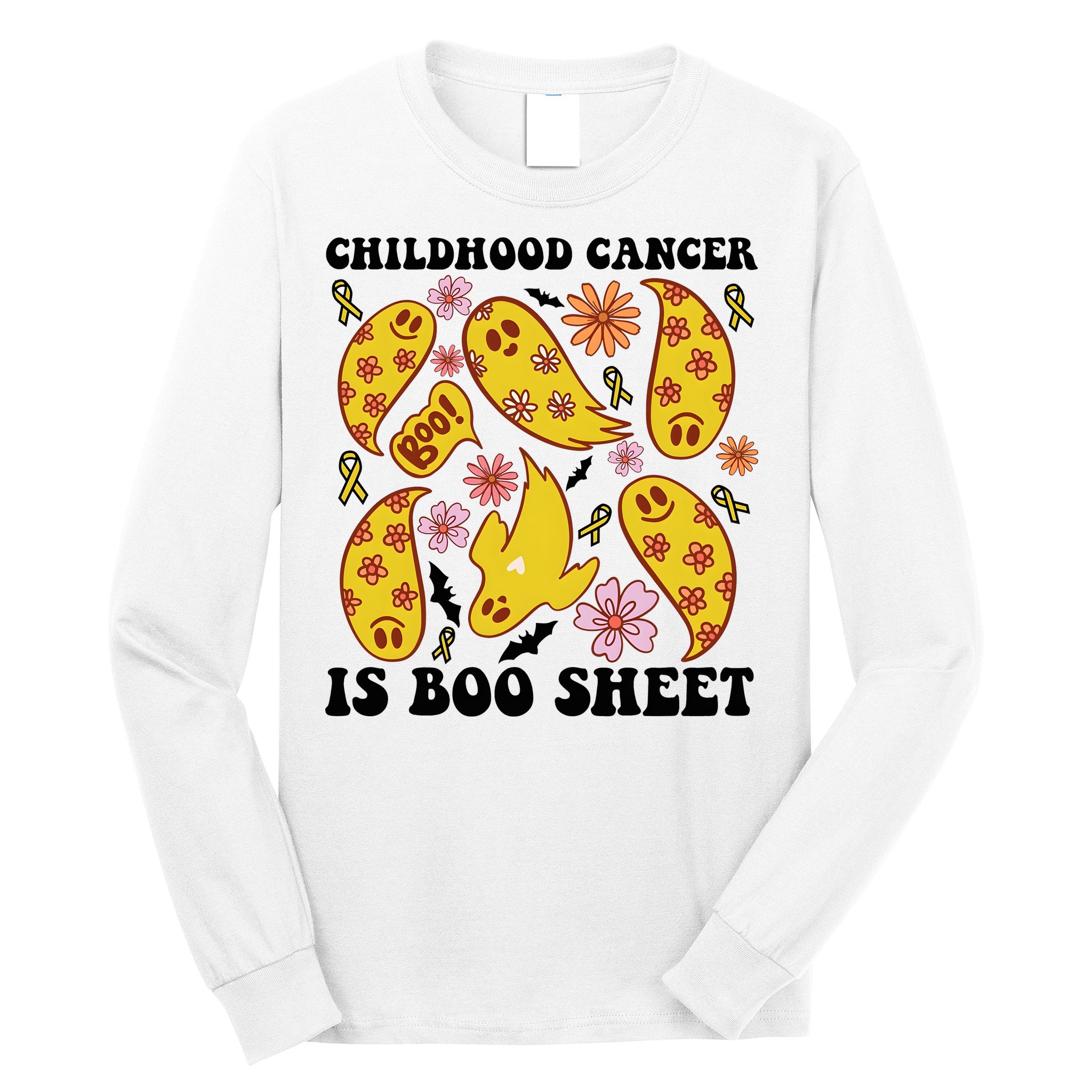 Childhood Cancer Is Boo Sheet Cancer Awareness Month Halloween Long Sleeve Shirt