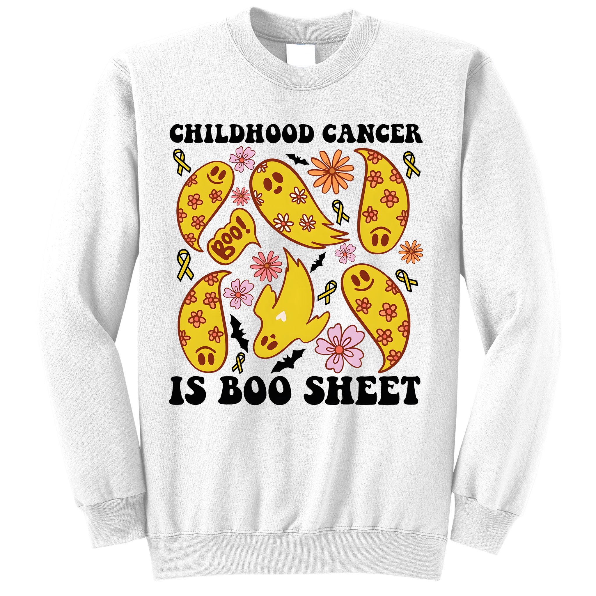 Childhood Cancer Is Boo Sheet Cancer Awareness Month Halloween Sweatshirt