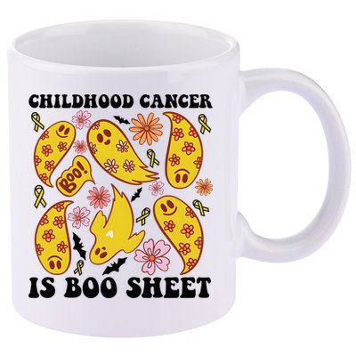 Childhood Cancer Is Boo Sheet Cancer Awareness Month Halloween 11oz C Handle Ceramic Mug