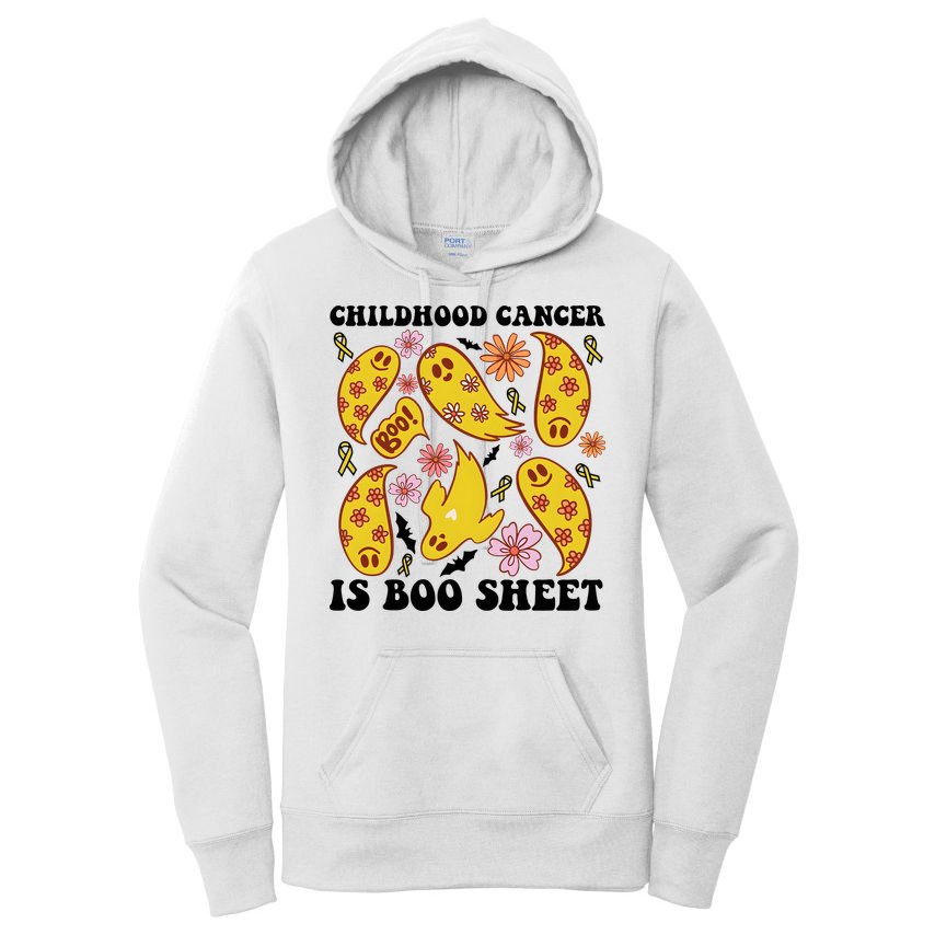Childhood Cancer Is Boo Sheet Cancer Awareness Month Halloween Women's Pullover Hoodie