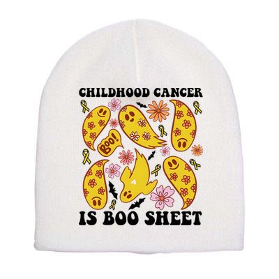 Childhood Cancer Is Boo Sheet Cancer Awareness Month Halloween Short Acrylic Beanie