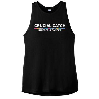 Crucial Catch Intercept Cancer Breast Breast Cancer Awareness Ladies PosiCharge Tri-Blend Wicking Tank