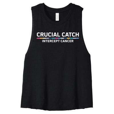 Crucial Catch Intercept Cancer Breast Breast Cancer Awareness Women's Racerback Cropped Tank