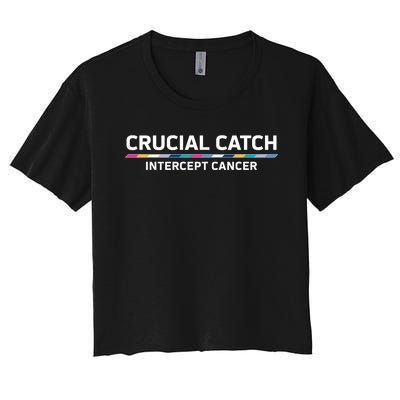 Crucial Catch Intercept Cancer Breast Breast Cancer Awareness Women's Crop Top Tee