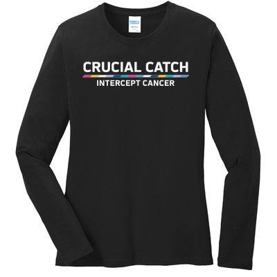 Crucial Catch Intercept Cancer Breast Breast Cancer Awareness Ladies Long Sleeve Shirt