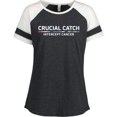 Crucial Catch Intercept Cancer Breast Breast Cancer Awareness Enza Ladies Jersey Colorblock Tee