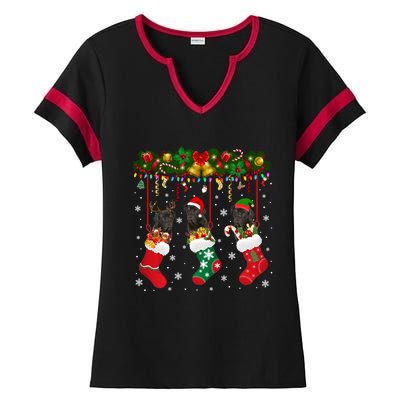 Cane Corso In Sock Xmas Reindeer Santa Elf Dog Gift Ladies Halftime Notch Neck Tee