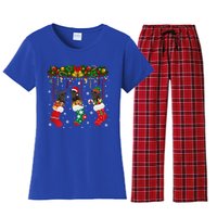 Cane Corso In Sock Xmas Reindeer Santa Elf Dog Gift Women's Flannel Pajama Set