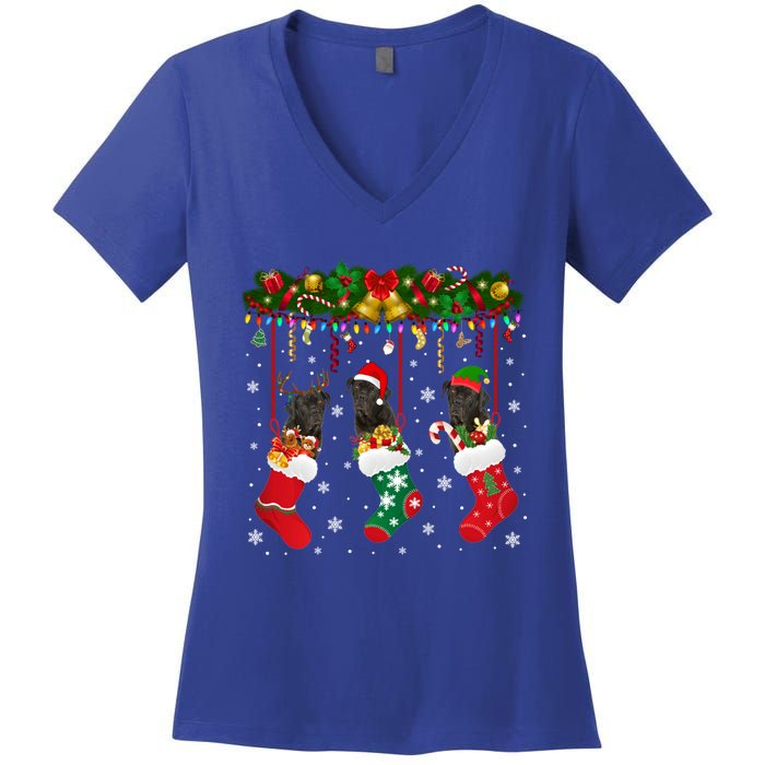 Cane Corso In Sock Xmas Reindeer Santa Elf Dog Gift Women's V-Neck T-Shirt