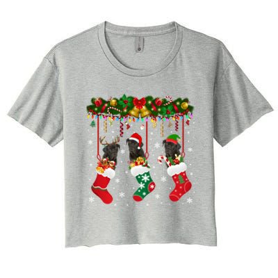 Cane Corso In Sock Xmas Reindeer Santa Elf Dog Gift Women's Crop Top Tee