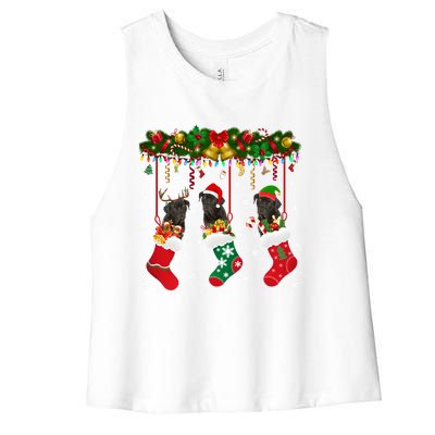 Cane Corso In Sock Xmas Reindeer Santa Elf Dog Gift Women's Racerback Cropped Tank