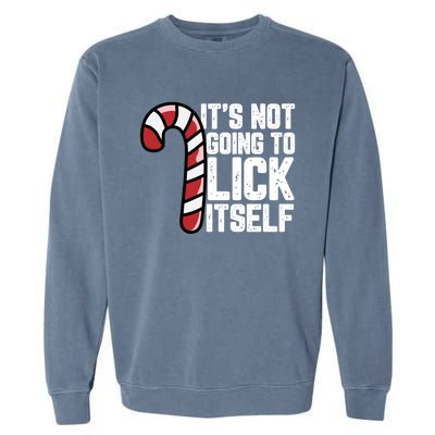 Candy Cane Inappropriate Adult Humor Funny Christmas Funny Gift Garment-Dyed Sweatshirt