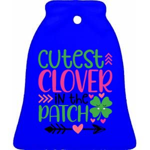 Cutest Clover In The Patch Four Leaf Clover Gift Ceramic Bell Ornament