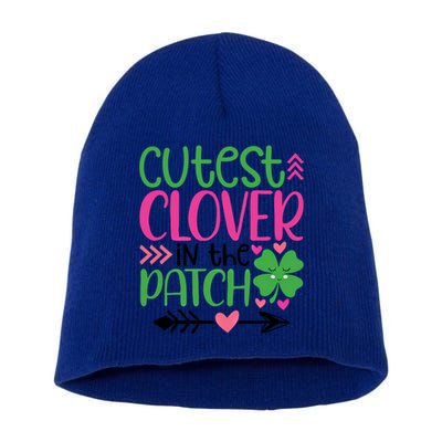 Cutest Clover In The Patch Four Leaf Clover Gift Short Acrylic Beanie