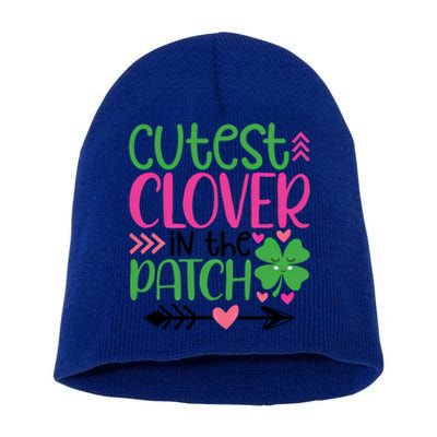 Cutest Clover In The Patch Four Leaf Clover Gift Short Acrylic Beanie