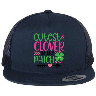 Cutest Clover In The Patch Four Leaf Clover Gift Flat Bill Trucker Hat