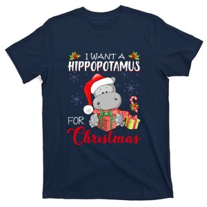 Christmas Cute I Want A Hippopotamus For Xmas Hippo Gift T-Shirt