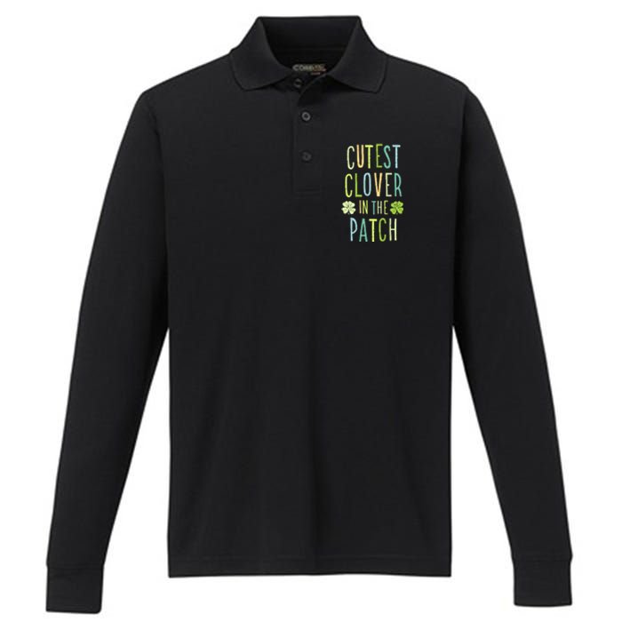 Cutest Clover In The Patch Graphic Gift Performance Long Sleeve Polo