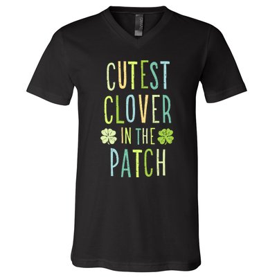 Cutest Clover In The Patch Graphic Gift V-Neck T-Shirt