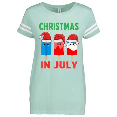 Cute Christmas In July Ice Pops In Santa Hat Enza Ladies Jersey Football T-Shirt